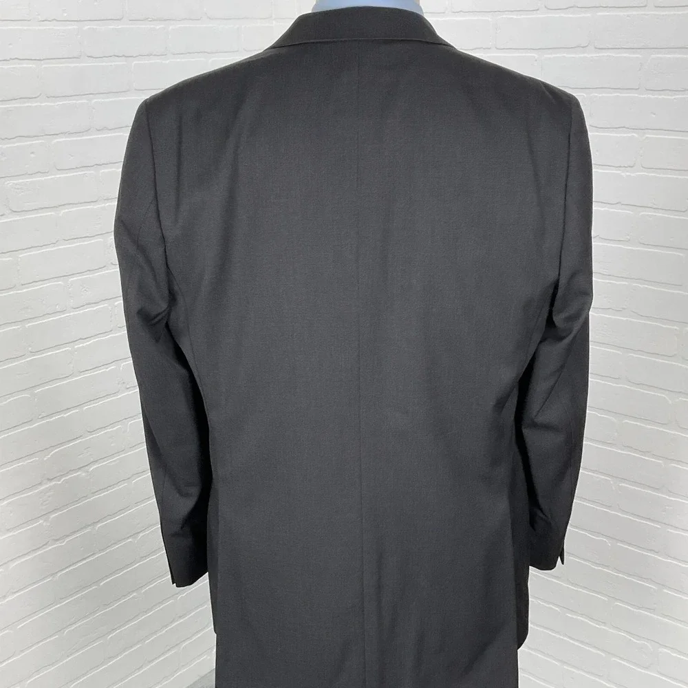 Pronto Uomo Blazer Men 42L Black Platinum Career Classic Wool Neutral Jacket VTG